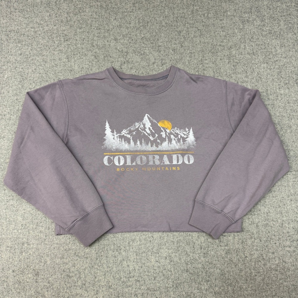 Hollister | Colorado Rocky Mountains Graphic Sweatshirt | S | Purple | Cropped